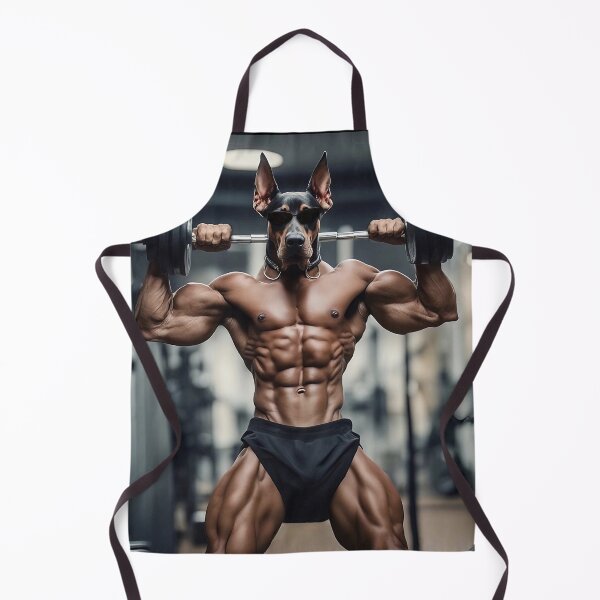 Item preview, Bodybuilder Natural Ear Doberman Dog Weightlifting At The Fitness Gym designed and sold by yourwelcomee.