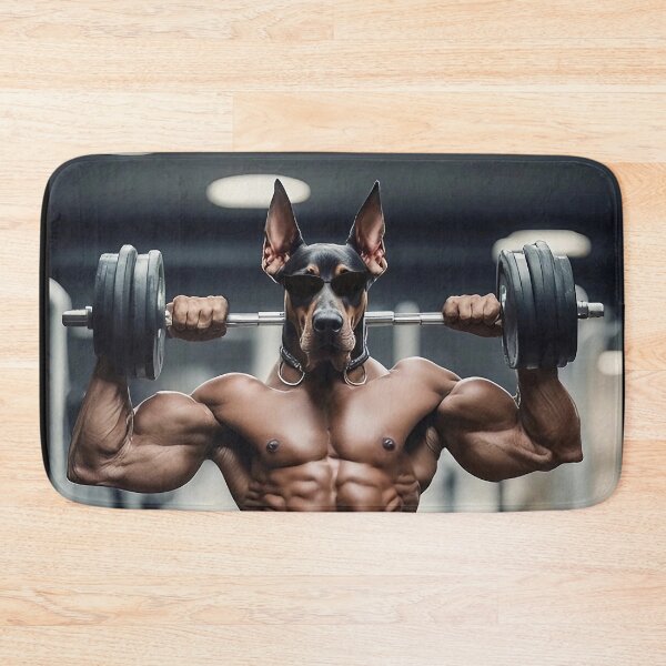 Item preview, Bodybuilder Natural Ear Doberman Dog Weightlifting At The Fitness Gym designed and sold by yourwelcomee.