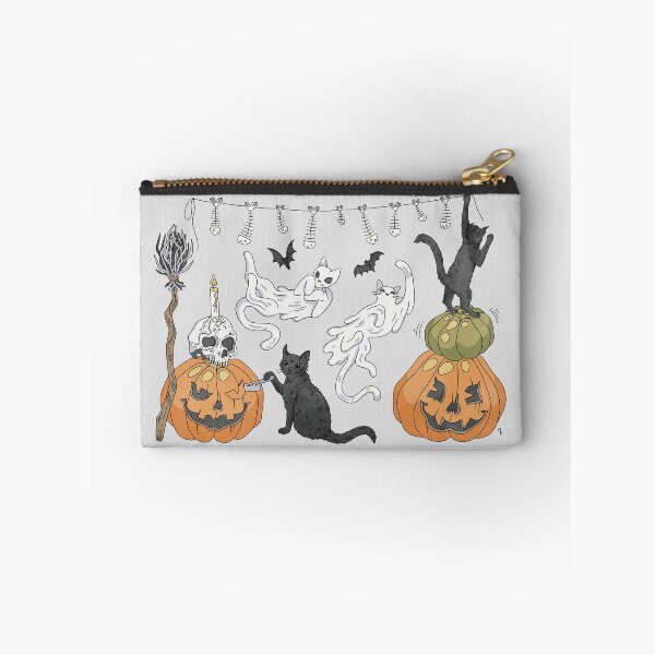 Item preview, Cat Halloween Party Illustration. Black Cat, Cute Cat Ghost and Jack-o'-lantern artwork designed and sold by Alika's  Garden.