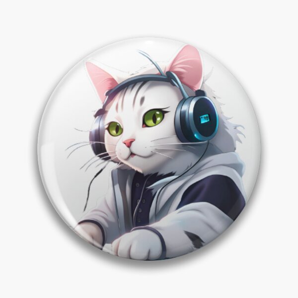 Item preview, White dj cat. designed and sold by KorArtStudio.