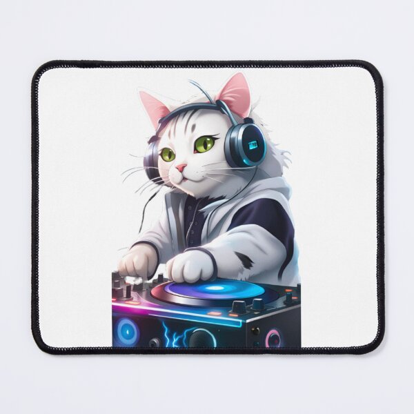 Item preview, White dj cat. designed and sold by KorArtStudio.