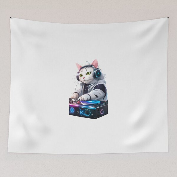 Item preview, White dj cat. designed and sold by KorArtStudio.