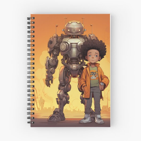 Item preview, Afrofuturist Boy With Robot Companion designed and sold by RTFaulkner.