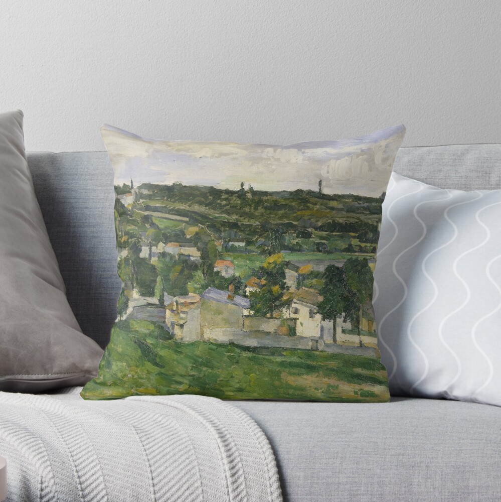 Stolen Art - View of Auvers-sur-Oise by Paul Cezanne Throw Pillow
