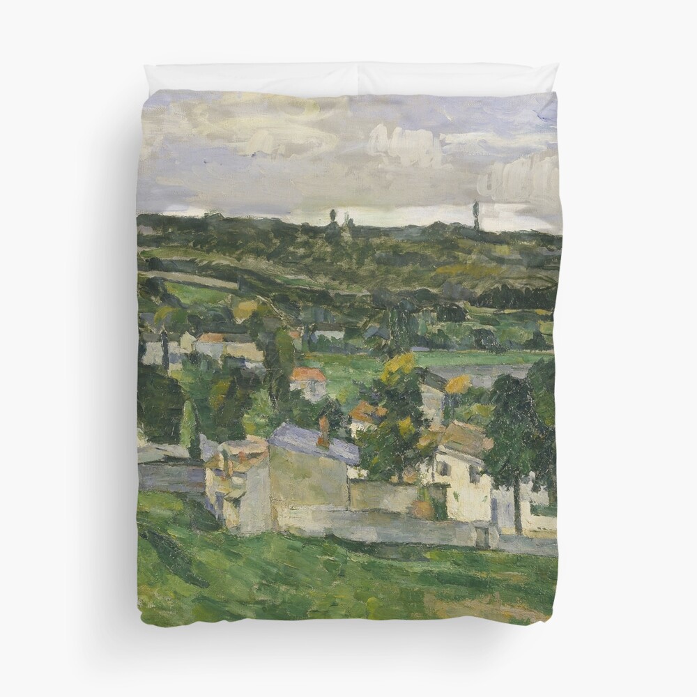 Stolen Art - View of Auvers-sur-Oise by Paul Cezanne Duvet Cover