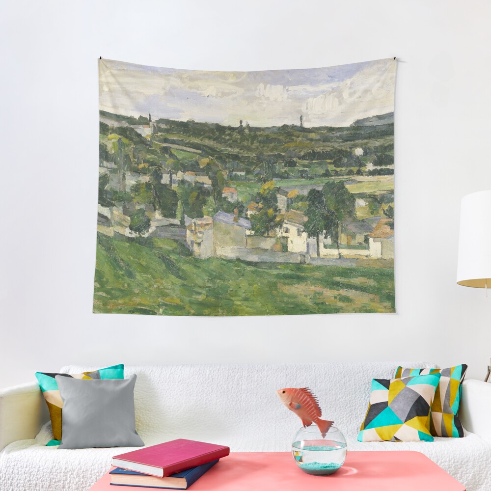 Stolen Art - View of Auvers-sur-Oise by Paul Cezanne Tapestry