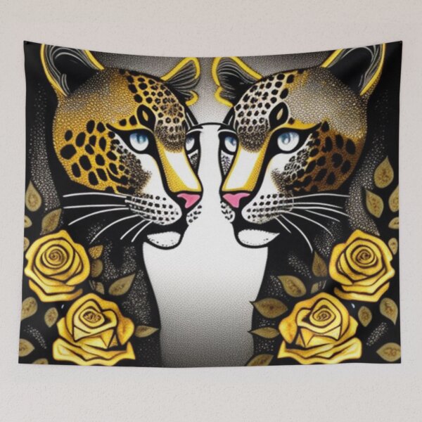 Item preview, Leopards and yellow roses  designed and sold by Roxburylane.