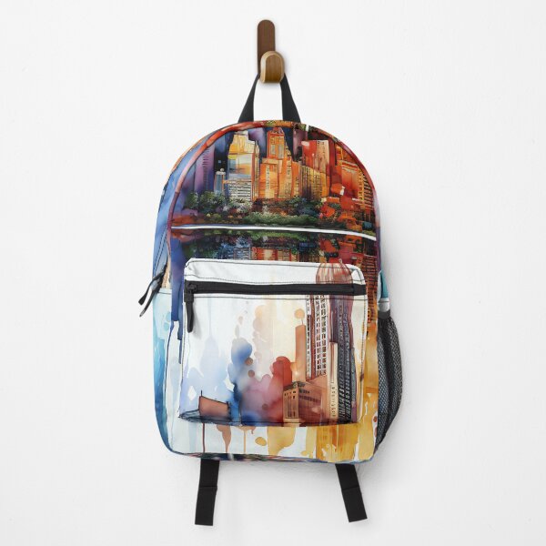 Item preview, Futuristic city skyline - watercolor 4 designed and sold by Art by Lilia.