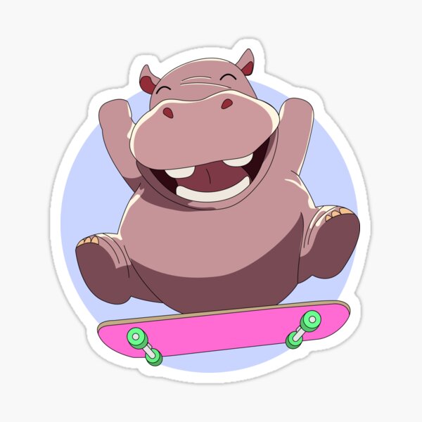 Hippo on skateboard - Loco Animal Squad Sticker