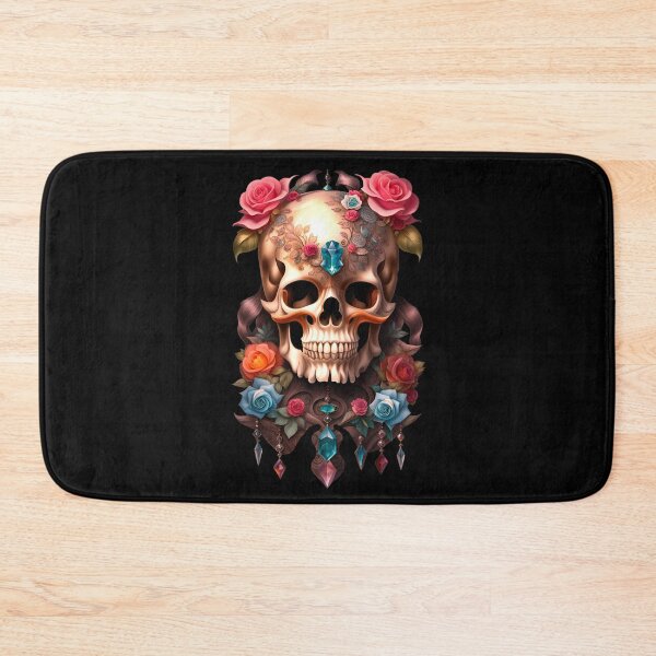 Item preview, Cute skull decorated with flowers and precious stones designed and sold by MadinaFatt.