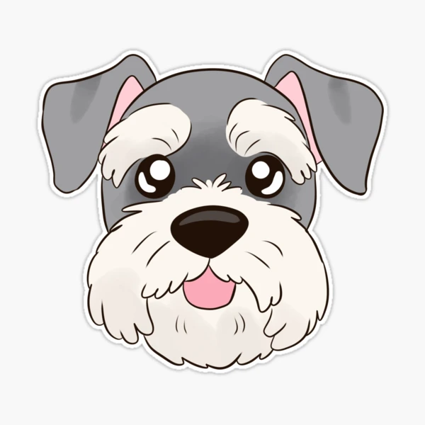 Mignon petit mini bébé Schnauzer chiot chien dessin animé.' Sticker