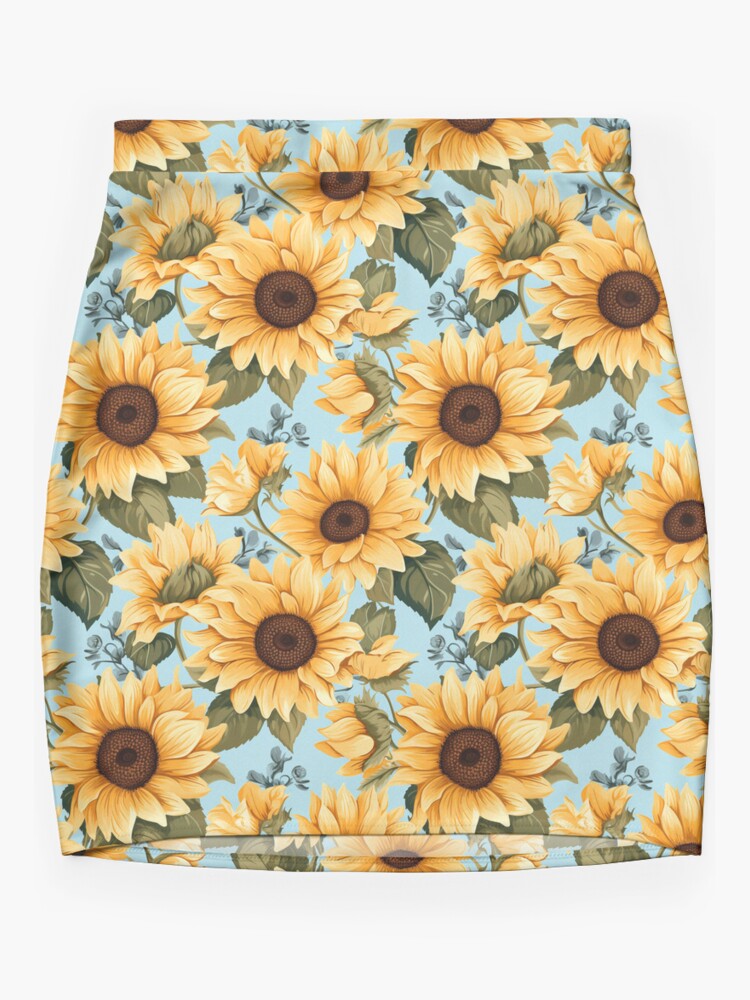 Disover Sunflower Watercolor Seamless Mini Skirt