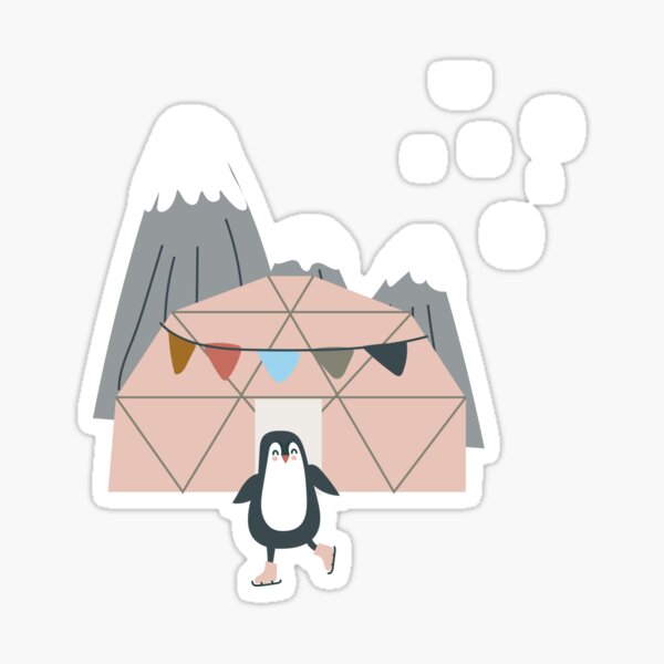 penguin and his dome aqua Sticker