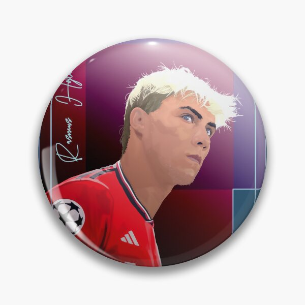 Artikelvorschau, Rasmus Hojlund Man Utd Quadratischer Hintergrund, transparente Illustration entworfen und verkauft von VibesAndVision.