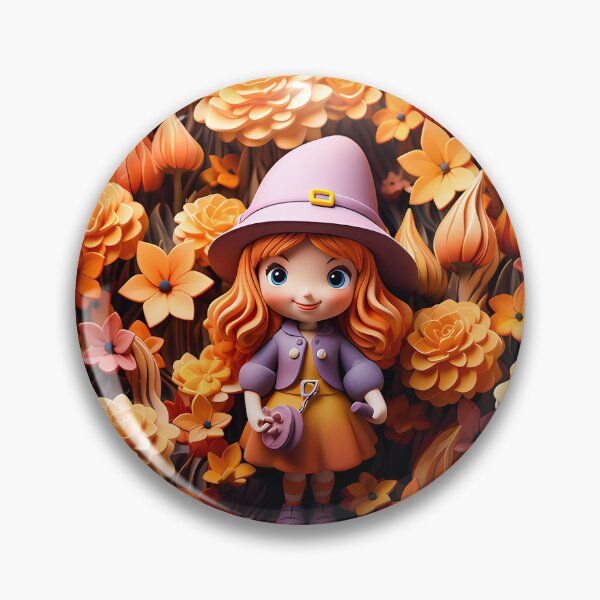 Item preview, 3D Effect Cute Witch in the Halloween Flowers Garden, 3D Background designed and sold by TriarArt.