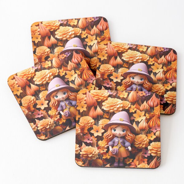 Item preview, 3D Effect Cute Witch in the Halloween Flowers Garden, 3D Background designed and sold by TriarArt.