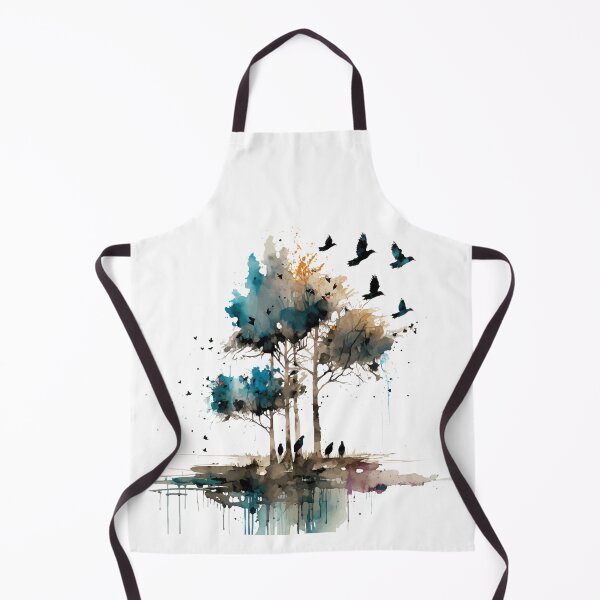 Item preview, Grunge Watercolor Tree Silhouette with Flying Birds designed and sold by StephanieWard.
