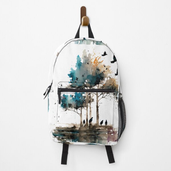 Item preview, Grunge Watercolor Tree Silhouette with Flying Birds designed and sold by StephanieWard.