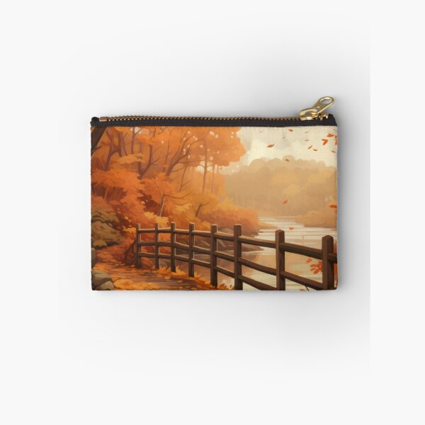 Item preview, Mountain Landscapes with Autumn Leaves, River, and Wooden Bridge designed and sold by Zoomie-s.