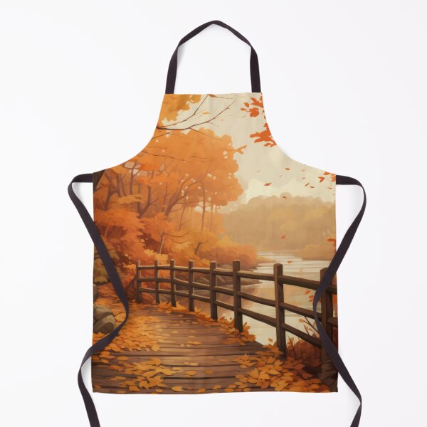 Item preview, Mountain Landscapes with Autumn Leaves, River, and Wooden Bridge designed and sold by Zoomie-s.