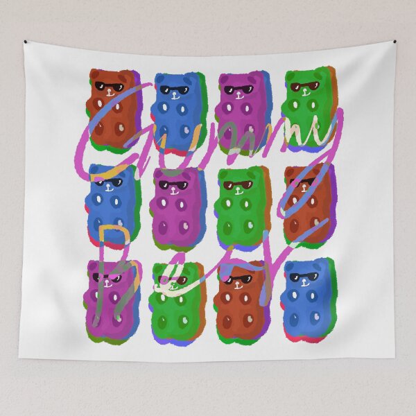 Item preview, Colorful Gummy Bear Design by ZeesDesign on Redbubble designed and sold by ZEESDESIGN.
