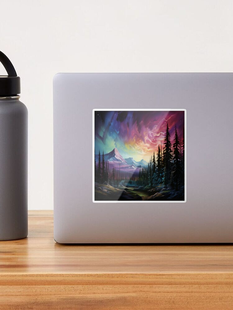 Aurora borealis light landscape 1 Sticker for Sale by Art Dream Studio