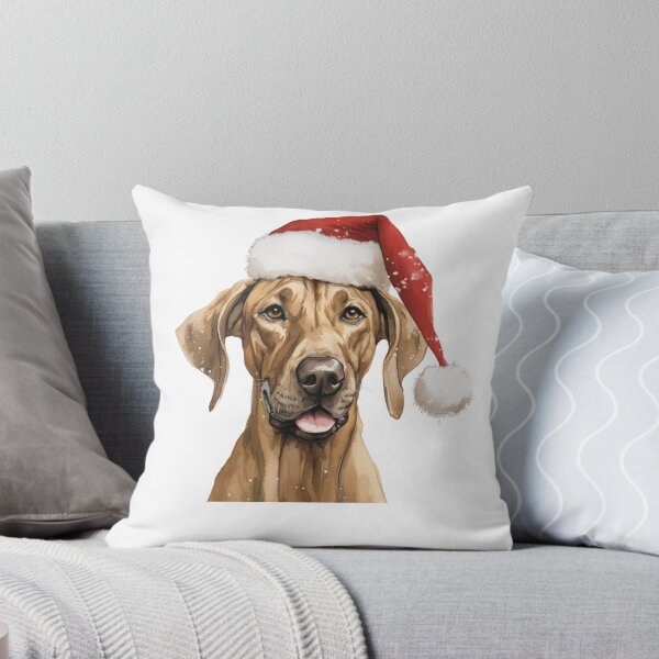 Item preview, rhodesian ridgeback with Santa hat designed and sold by CreativeDecorCo.