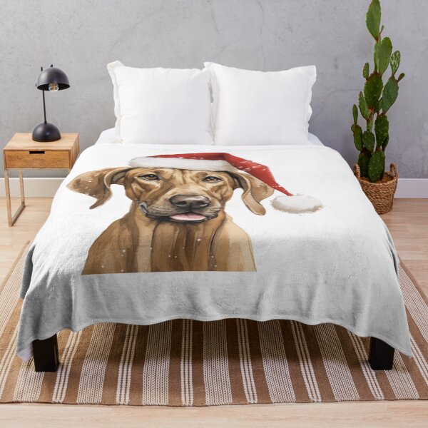 Item preview, rhodesian ridgeback with Santa hat designed and sold by CreativeDecorCo.