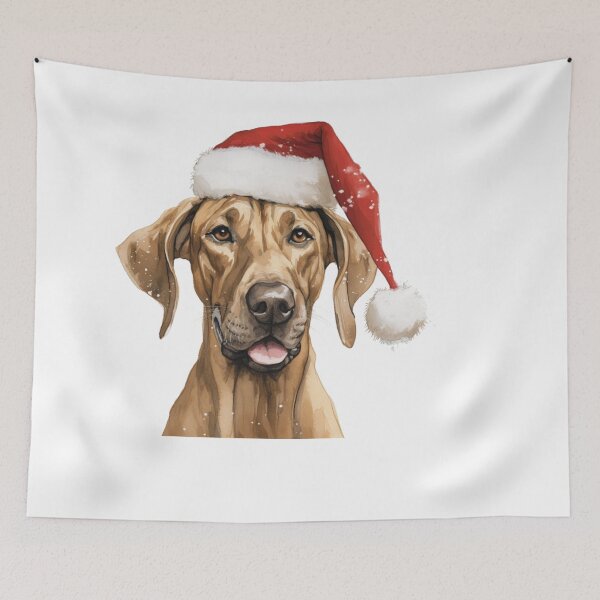 Item preview, rhodesian ridgeback with Santa hat designed and sold by CreativeDecorCo.