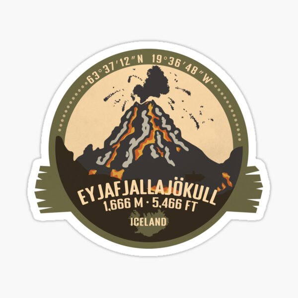 Item preview, Eyjafjallajökull Volcano Iceland Volcanic Eruption Retro Badge designed and sold by mountainfad.