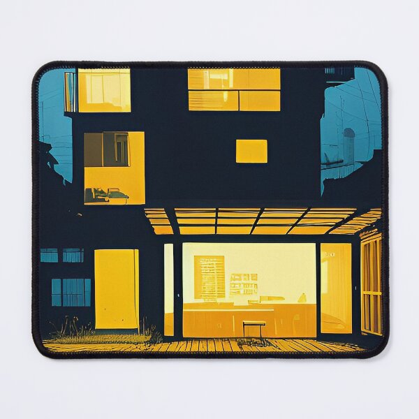 Item preview, House Design Poster Stylized Illuminated at Night designed and sold by depthsofthemind.