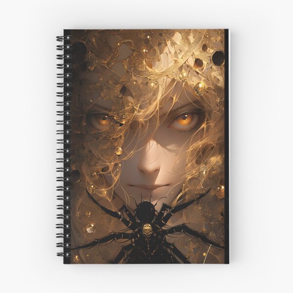 Item preview, Una ilustración que muestra a una mujer con cabello dorado y una araña dorada sobre ella al estilo del aterrador arte anime. designed and sold by AI-Only Creations.