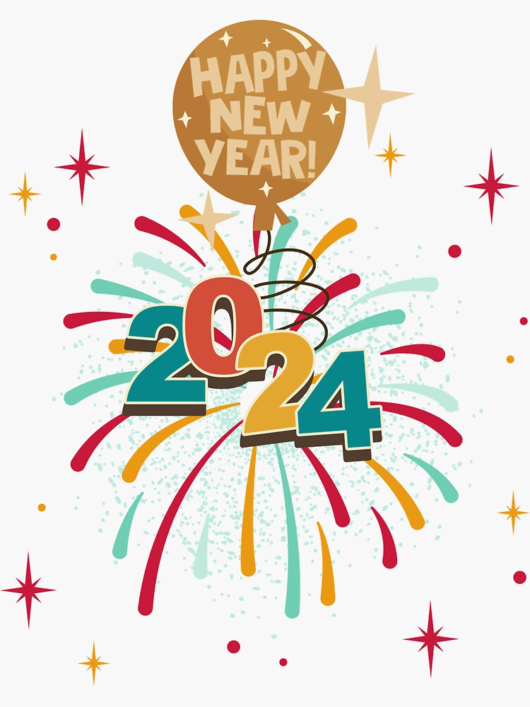 " Happy new year 2024 " Sticker for Sale by Alistore87 Redbubble