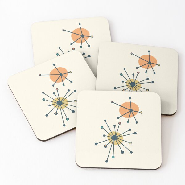 Item preview, Retro Mid Century Atomic Starburst Cream, Dark Teal designed and sold by trdstudio.