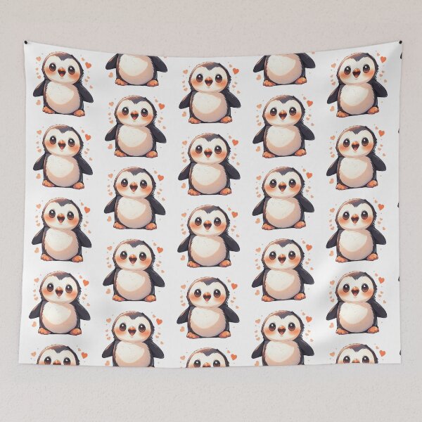 Item preview, Cute Kawaii Penguin with Hearts designed and sold by CozyKawaiiArt.