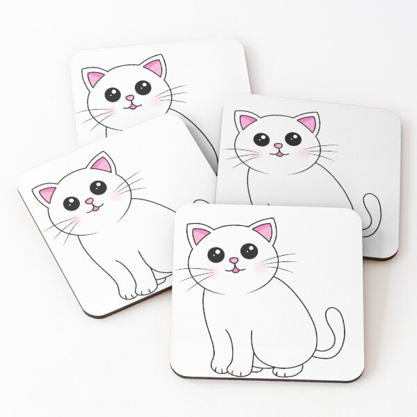 Item preview, Cute little white cat with pink cheeks designed and sold by TiffyChaa.