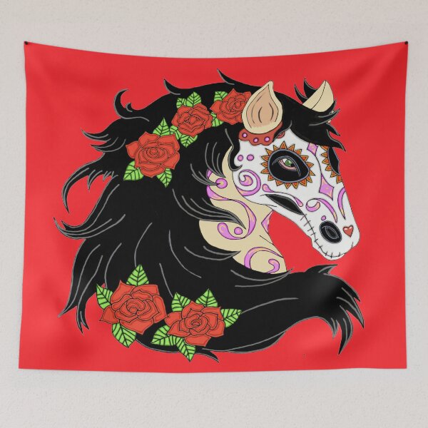 Item preview, Sugar Skull Horse With Red Roses designed and sold by J-CCreations.