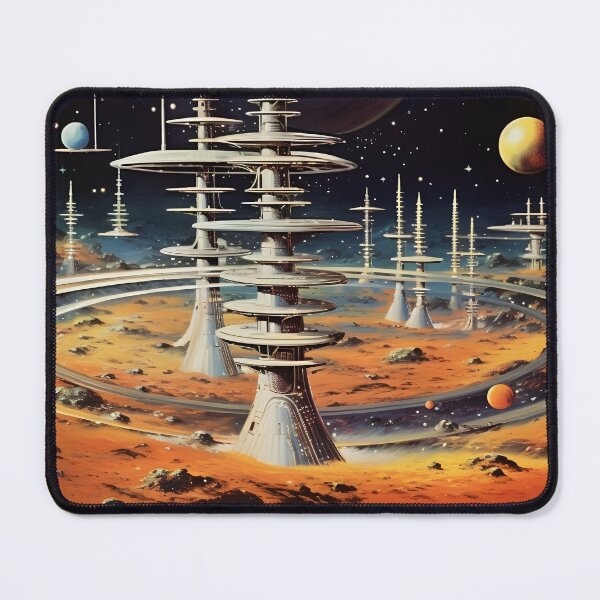 Item preview, Futuristic Cosmic Landscape with Alien Buildings and Space Sky with Shining Stars designed and sold by Je-we.