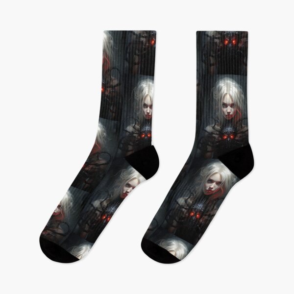 Item preview, The evil dark beauty has fiery eyes in the style of gothic futurism designed and sold by AI-Only Creations.
