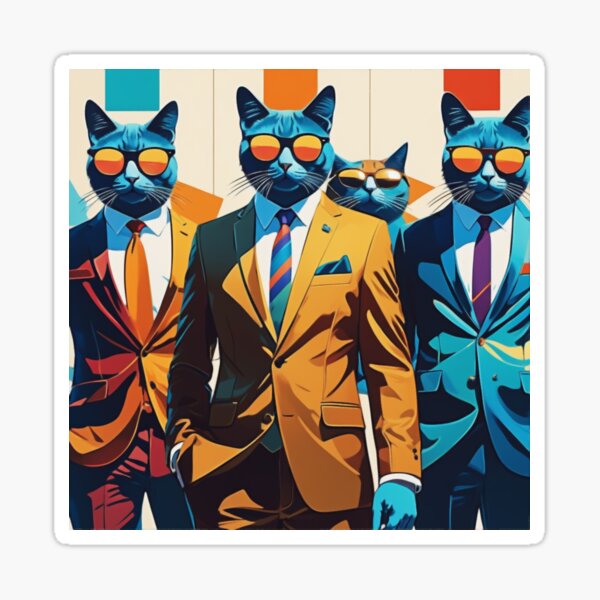 Vista previa del artículo con la obra «Los gatos geniales y elegantes», diseñado y vendido por KriticalDesigns.