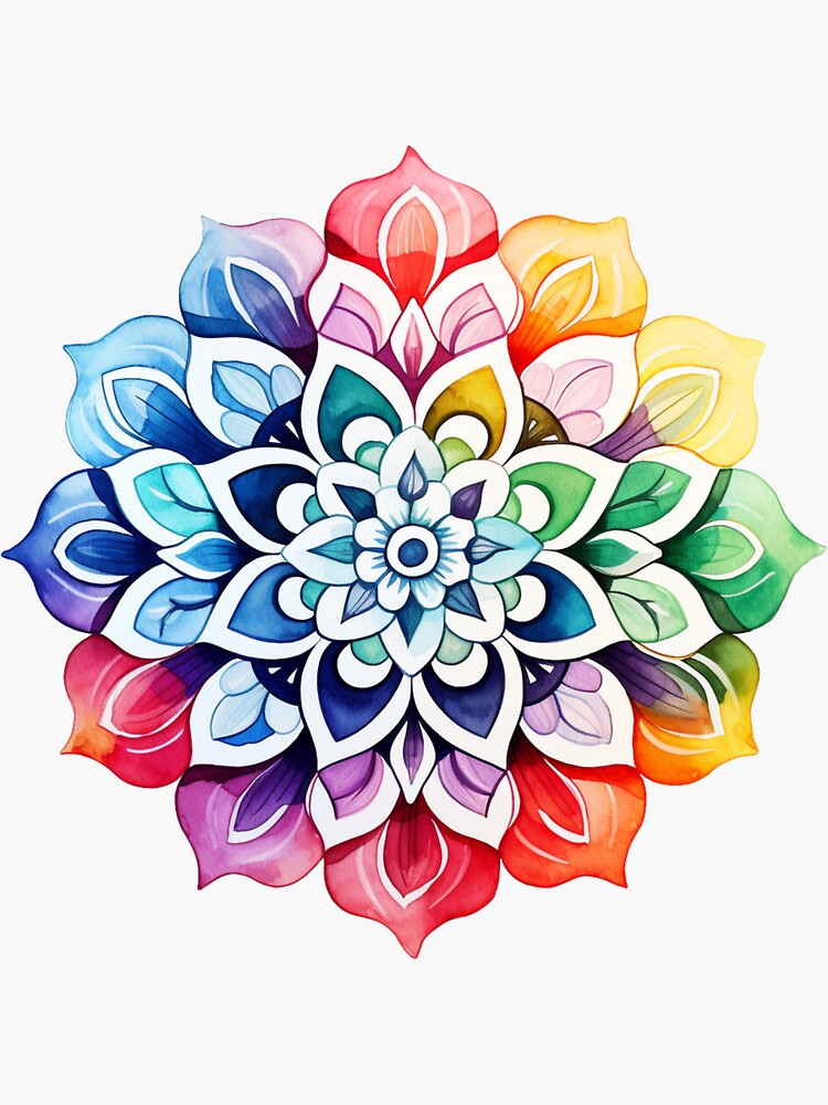 Mandala-Regenbogen Digitale Kunst, Buddhismus-Symbolik Sticker