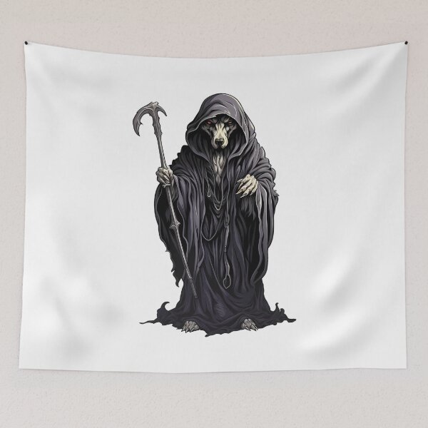 Item preview, Halloween Grim Reaper Dog: Canine of the Shadows designed and sold by hamishby.