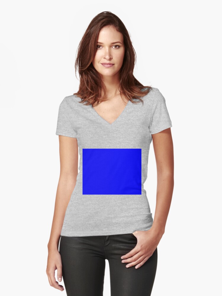 Thumbnail 1 of 3, Fitted V-Neck T-Shirt, Solid Blue Color designed and sold by Claudiocmb.