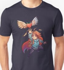 Camiseta unisex Madeline y fresa - Celeste