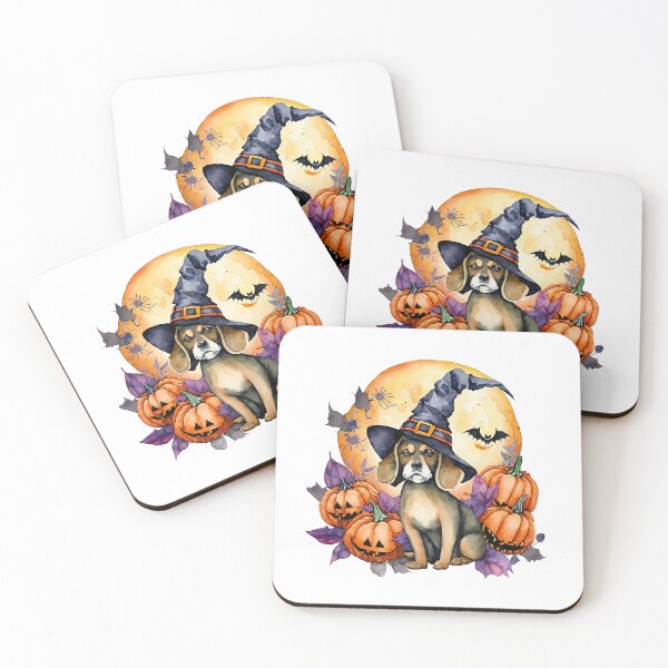 Item preview, Dog with flowers, leaves and Halloween pumpkins designed and sold by Cute-and-Co.