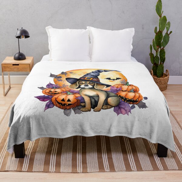 Item preview, Dog with flowers, leaves and Halloween pumpkins designed and sold by Cute-and-Co.