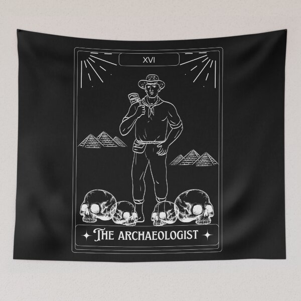 Item preview, The Archaeologist Tarot Card - Explorer Man with skulls and pyramids - Tarot Art - Halloween designed and sold by Carola-art.