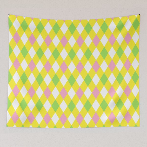 Item preview, Harlequin pattern dopamine dressing yellow pink white, green designed and sold by Colorblizz.