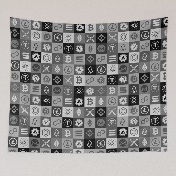 Item preview, Bitcoin and crypto logo mosaic  designed and sold by Cryptoquack.