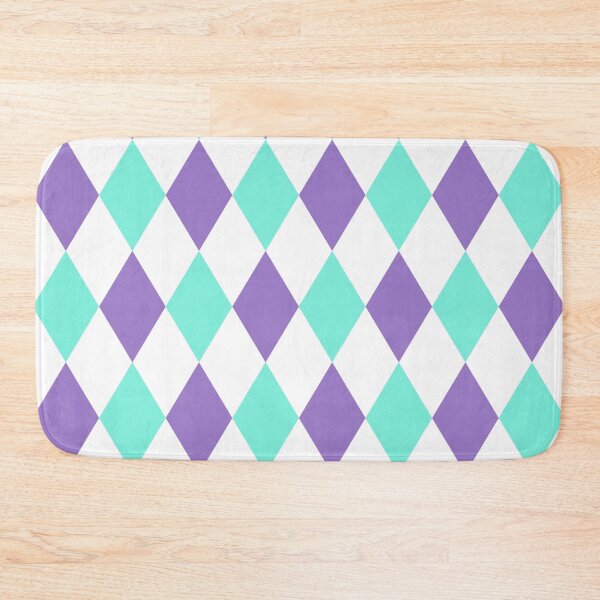Item preview, Harlequin pattern dopamine dressing white turquois purple designed and sold by Colorblizz.
